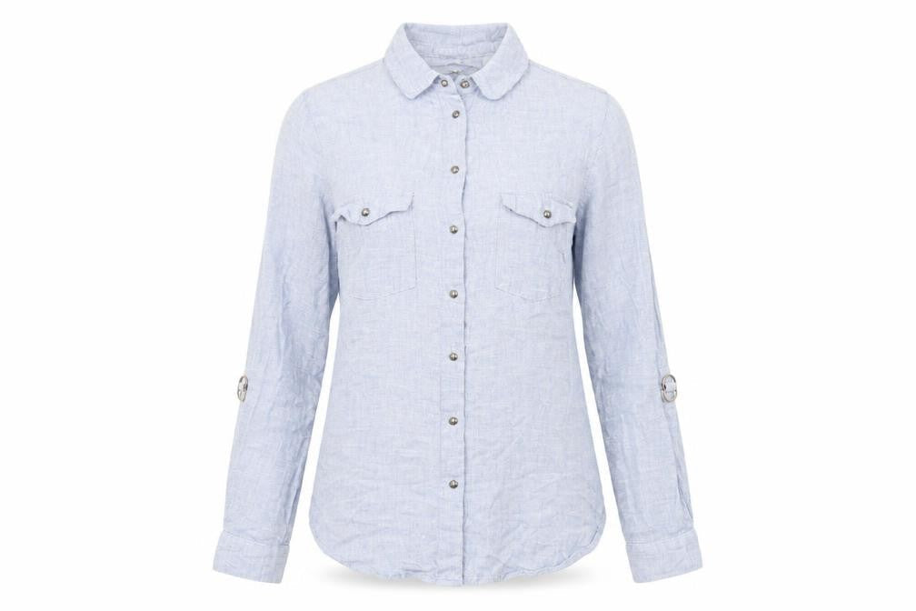 Womens UK Size 10 Dorothy Perkins Blue Basic Button-Up