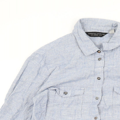 Womens UK Size 10 Dorothy Perkins Blue Basic Button-Up