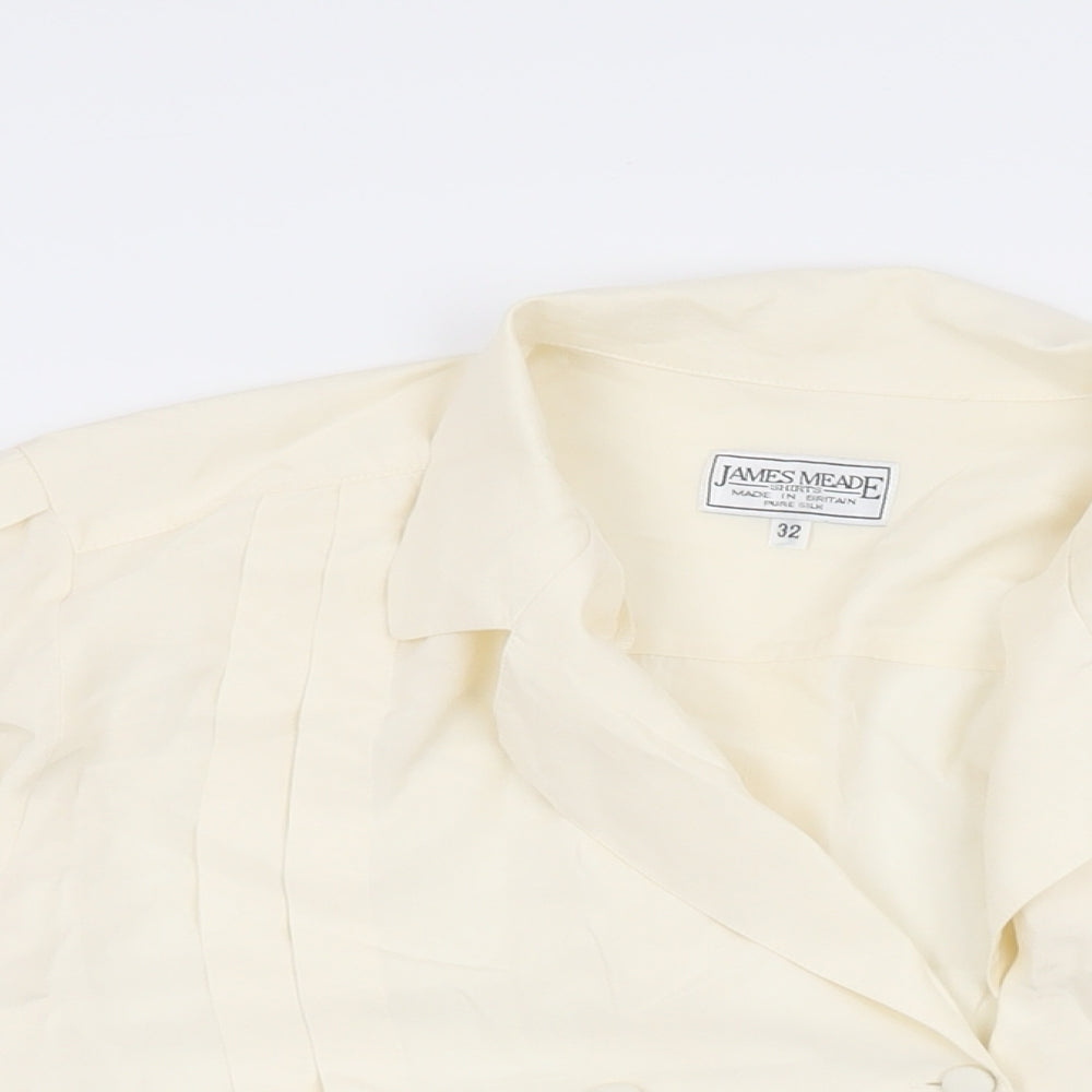 Womens UK Size 4 James Meade Ivory Basic Button-Up