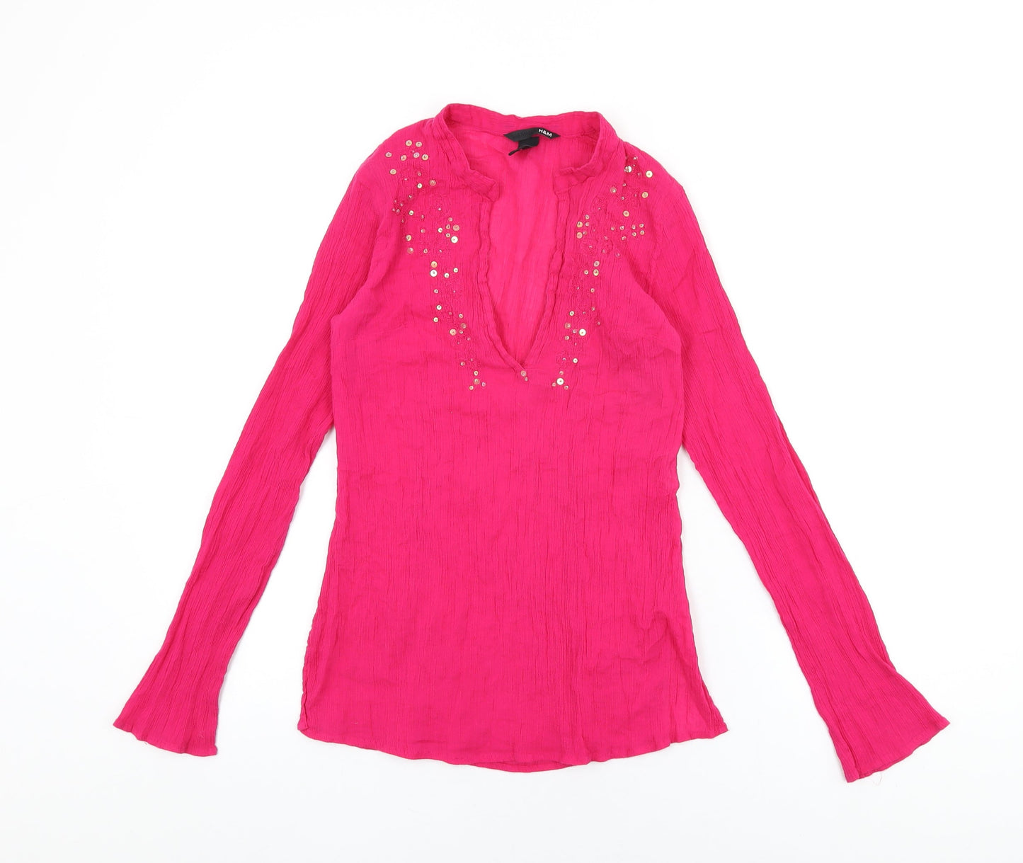 Womens UK Size 6 H&M Pink Basic T-Shirt