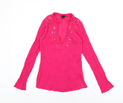 Womens UK Size 6 H&M Pink Basic T-Shirt