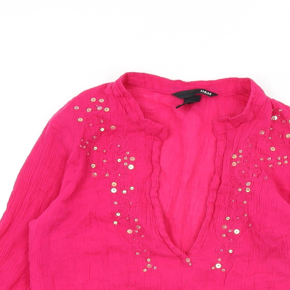 Womens UK Size 6 H&M Pink Basic T-Shirt