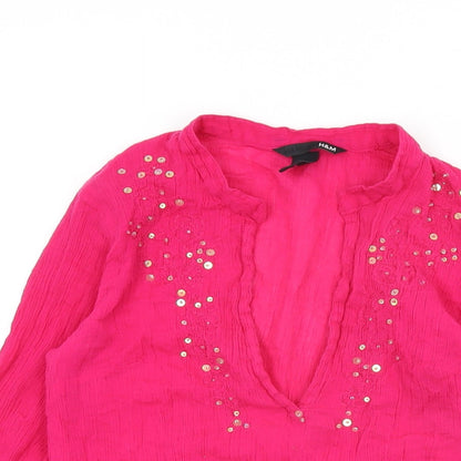 Womens UK Size 6 H&M Pink Basic T-Shirt