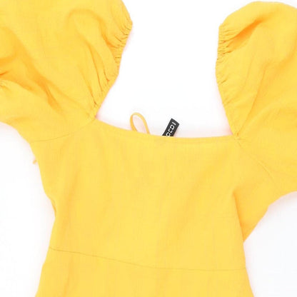 H&M Womens Orange Polyester Mini Size 6 Square Neck Zip