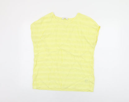 Per Una Womens Yellow Viscose Basic T-Shirt Size 14 Round Neck