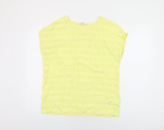 Per Una Womens Yellow Viscose Basic T-Shirt Size 14 Round Neck