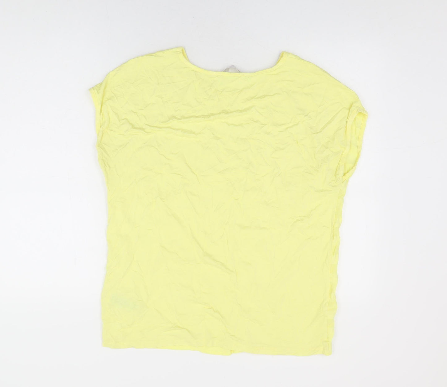 Per Una Womens Yellow Viscose Basic T-Shirt Size 14 Round Neck