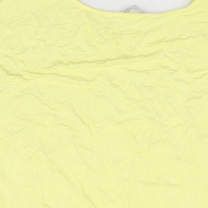 Per Una Womens Yellow Viscose Basic T-Shirt Size 14 Round Neck