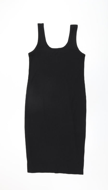 Miss Selfridge Womens Black Polyester Bodycon Size 16 Scoop Neck Pullover