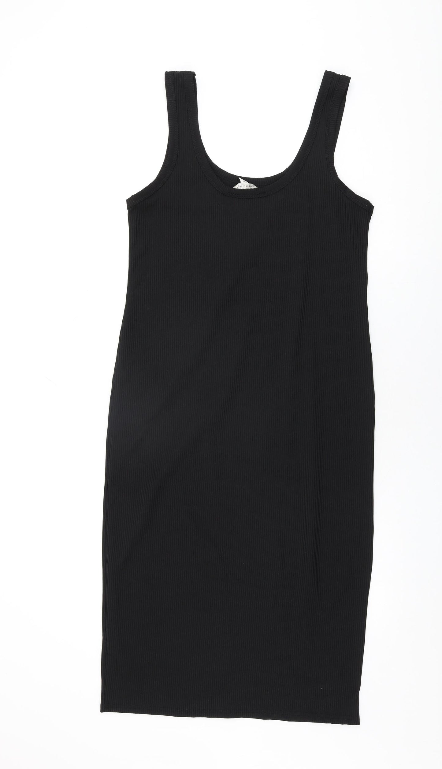 Miss Selfridge Womens Black Polyester Bodycon Size 16 Scoop Neck Pullover