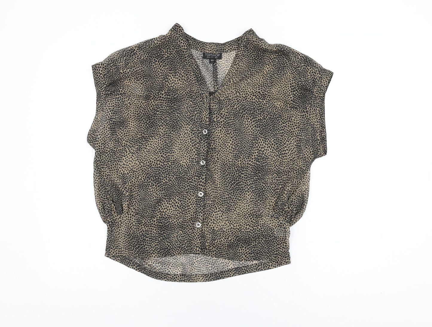 Womens UK Size 8 Topshop Brown Basic Button-Up