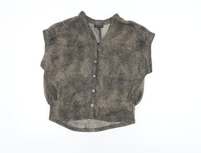 Womens UK Size 8 Topshop Brown Basic Button-Up