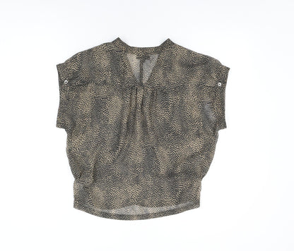Womens UK Size 8 Topshop Brown Basic Button-Up
