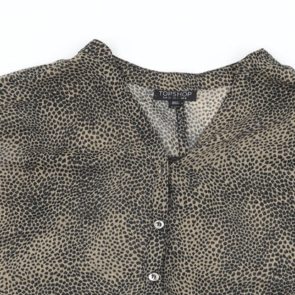 Womens UK Size 8 Topshop Brown Basic Button-Up