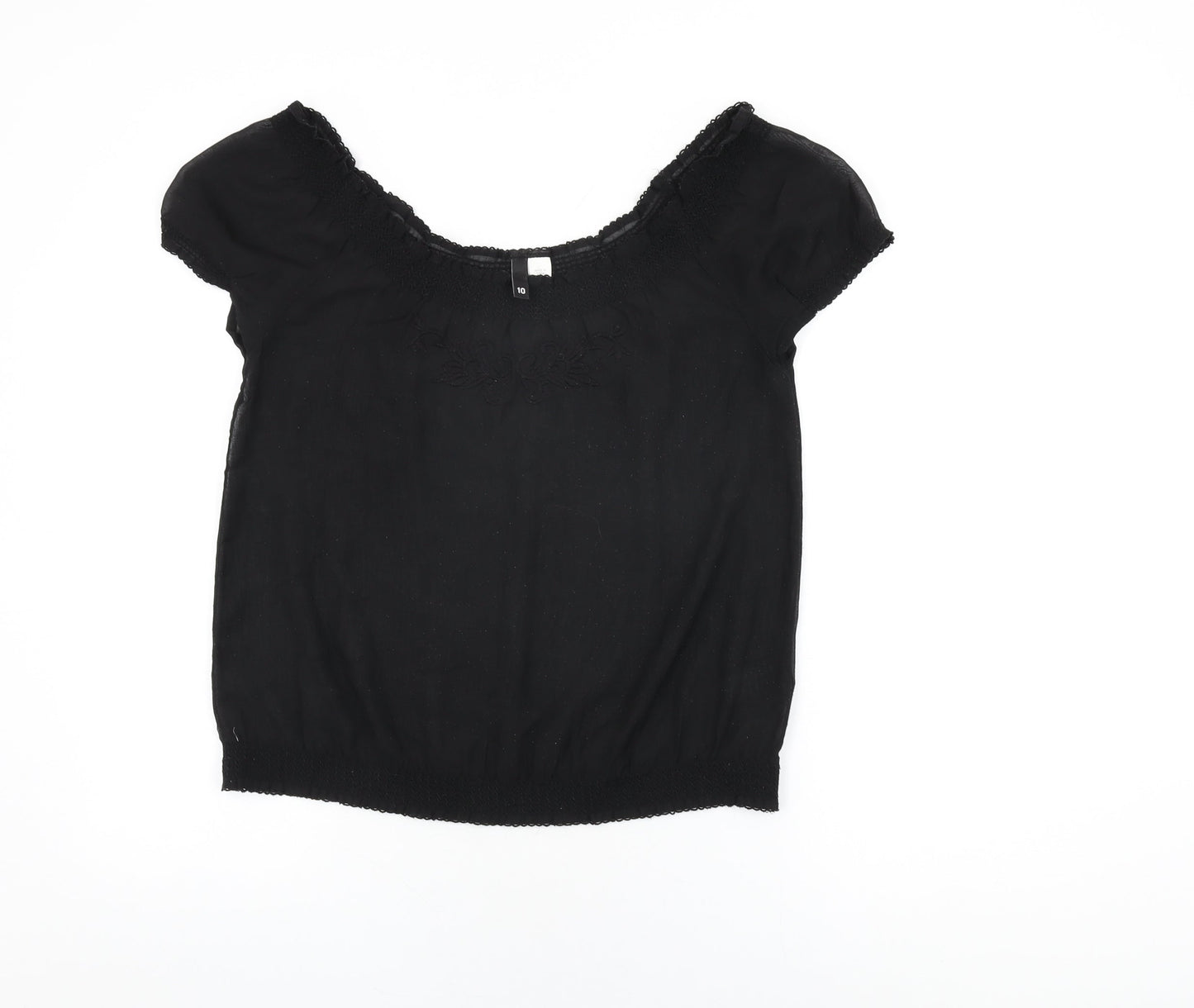 Womens UK Size 10 H&M Black Basic T-Shirt