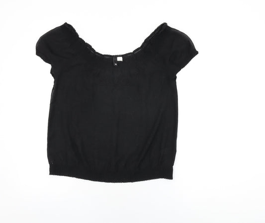 Womens UK Size 10 H&M Black Basic T-Shirt