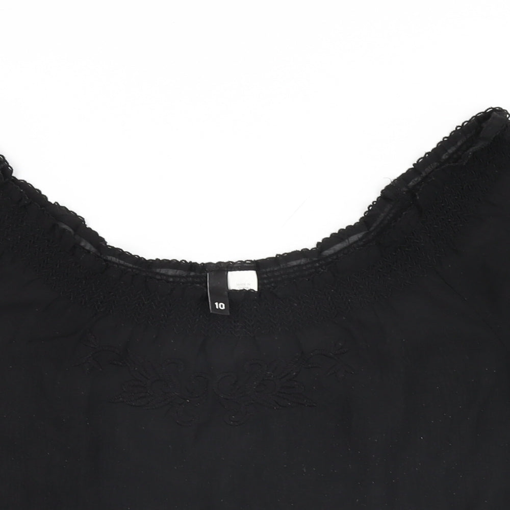 Womens UK Size 10 H&M Black Basic T-Shirt