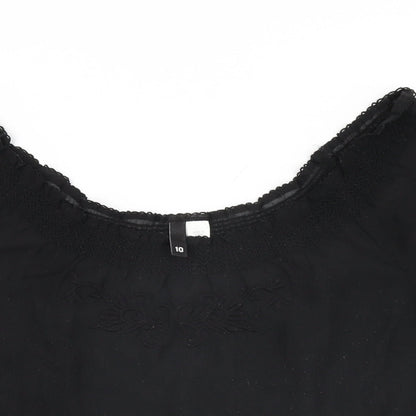 Womens UK Size 10 H&M Black Basic T-Shirt