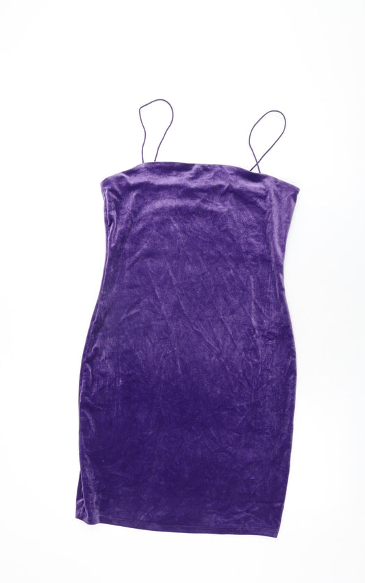 H&M Womens Purple Polyester Bodycon Size S Square Neck Pullover