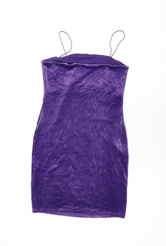 H&M Womens Purple Polyester Bodycon Size S Square Neck Pullover