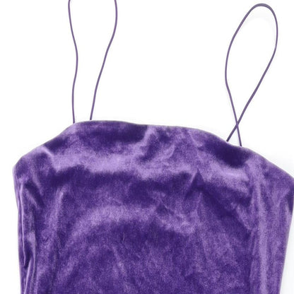 H&M Womens Purple Polyester Bodycon Size S Square Neck Pullover