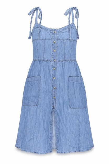 Warehouse Womens Blue Cotton A-Line Size 12 Sweetheart Button