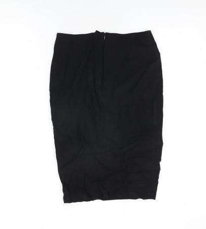 ASOS Womens Black Viscose Straight & Pencil Skirt Size 10 Zip