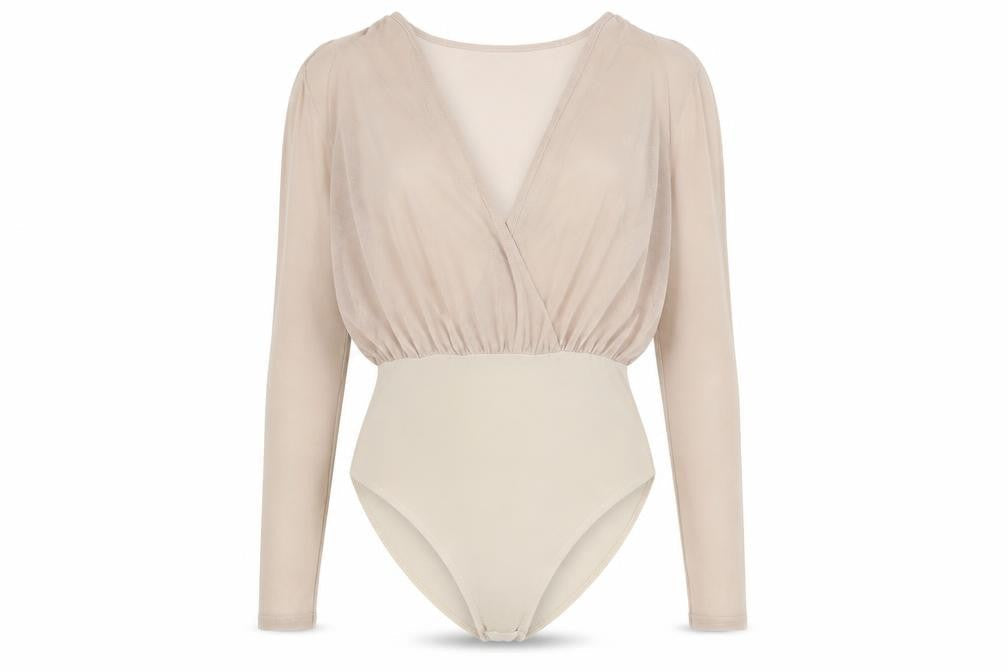 Womens UK Size 12 Boohoo One-Piece Beige Bodysuit