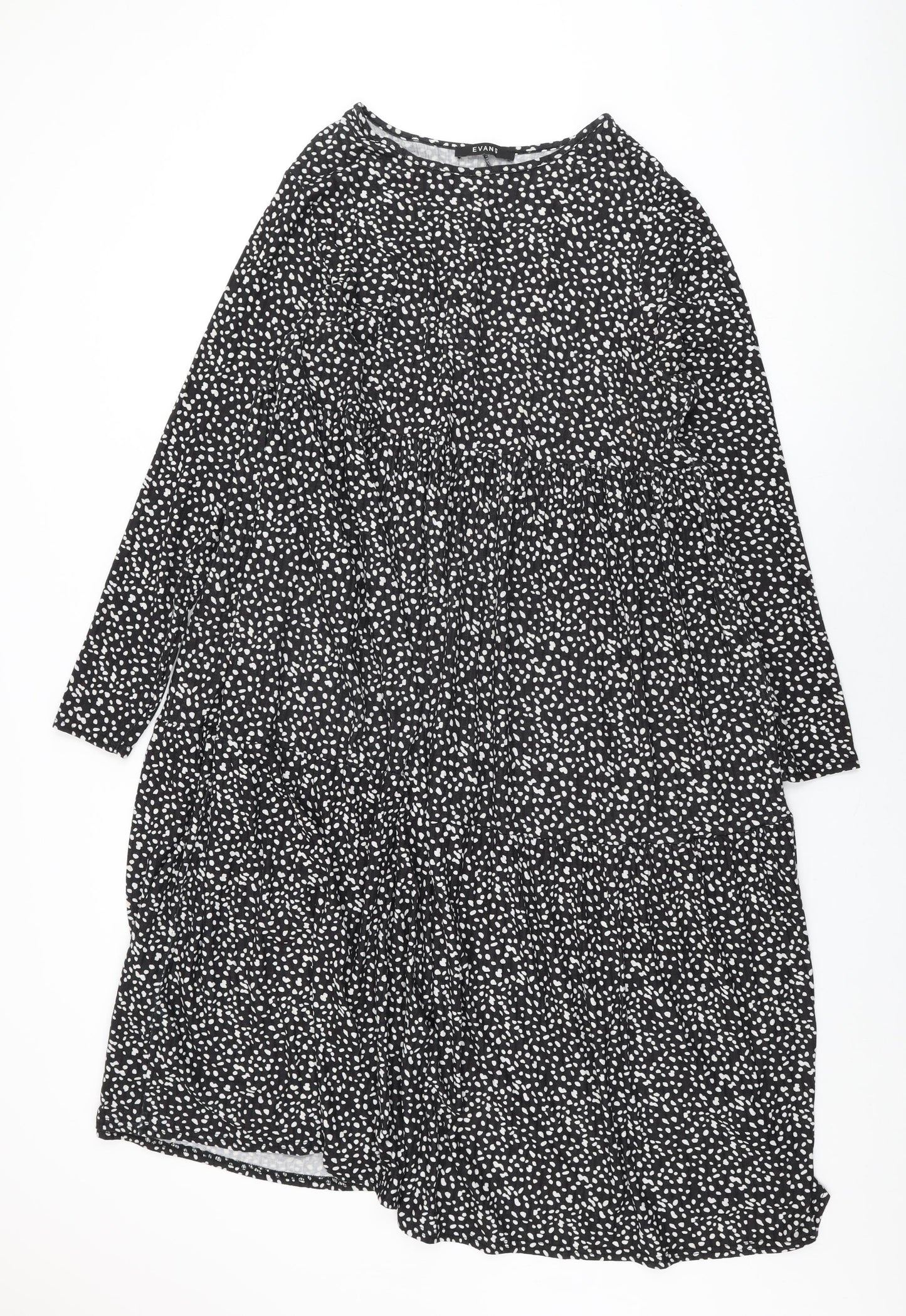 Evans Womens Black Polka Dot Polyester Shift Size 18 Round Neck Pullover