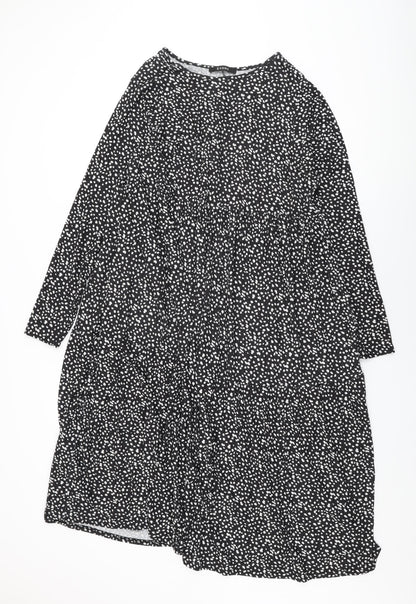 Evans Womens Black Polka Dot Polyester Shift Size 18 Round Neck Pullover