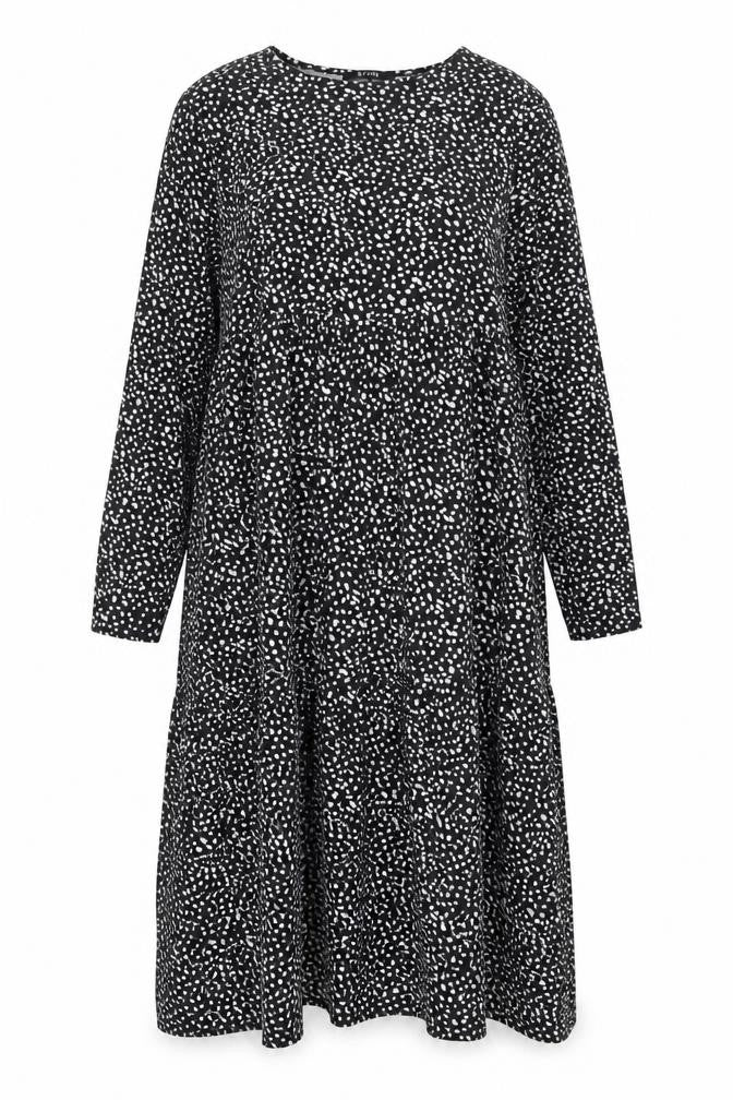 Evans Womens Black Polka Dot Polyester Shift Size 18 Round Neck Pullover