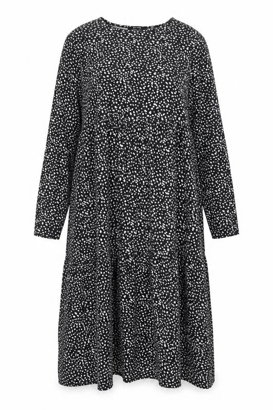 Evans Womens Black Polka Dot Polyester Shift Size 18 Round Neck Pullover