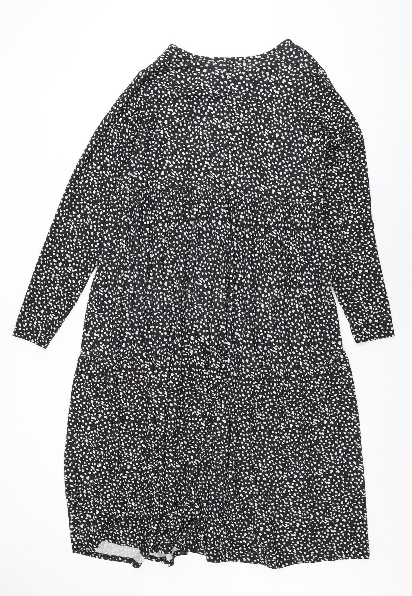 Evans Womens Black Polka Dot Polyester Shift Size 18 Round Neck Pullover