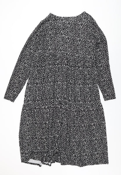 Evans Womens Black Polka Dot Polyester Shift Size 18 Round Neck Pullover