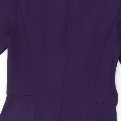 Lands' End Womens Purple Rayon Bodycon Size 8 Round Neck Zip
