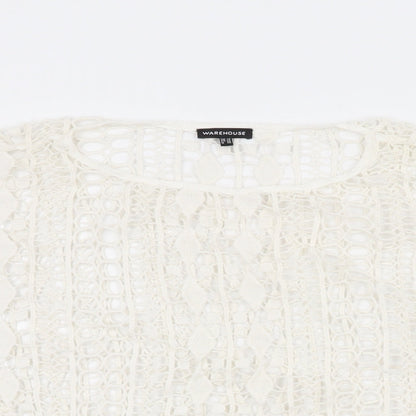 Womens UK Size 10 Warehouse Ivory Basic T-Shirt