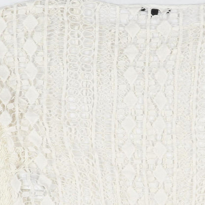 Womens UK Size 10 Warehouse Ivory Basic T-Shirt