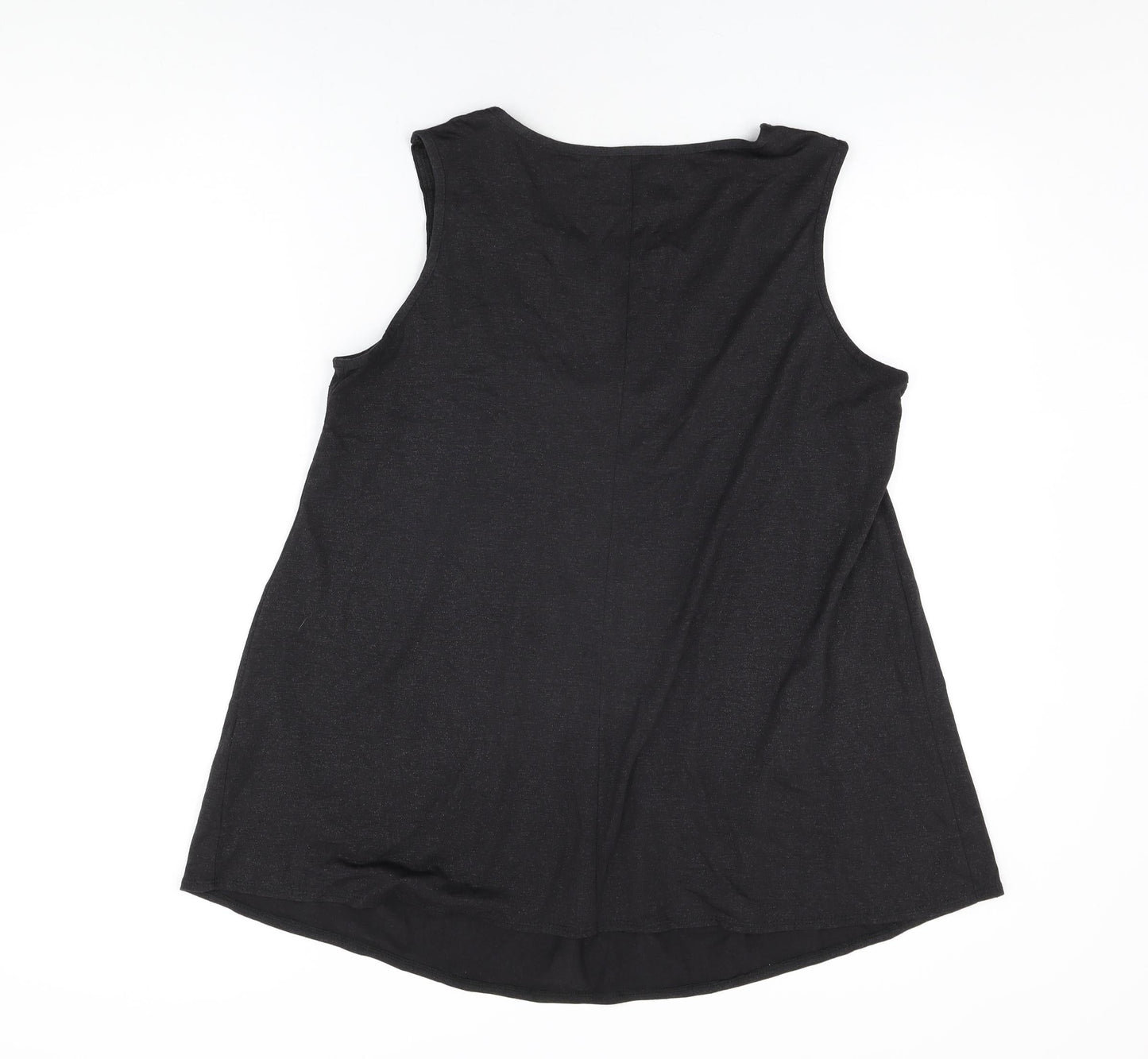 Evans Womens Black Geometric Polyester Basic T-Shirt Size 16 Round Neck - Sequin Detail