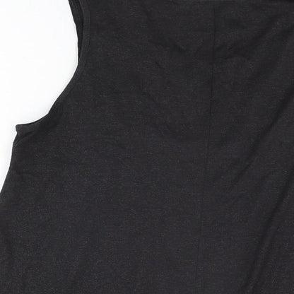 Evans Womens Black Geometric Polyester Basic T-Shirt Size 16 Round Neck - Sequin Detail