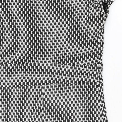 New Look Womens Black Geometric Polyester Bodycon Size 14 Off the Shoulder Pullover
