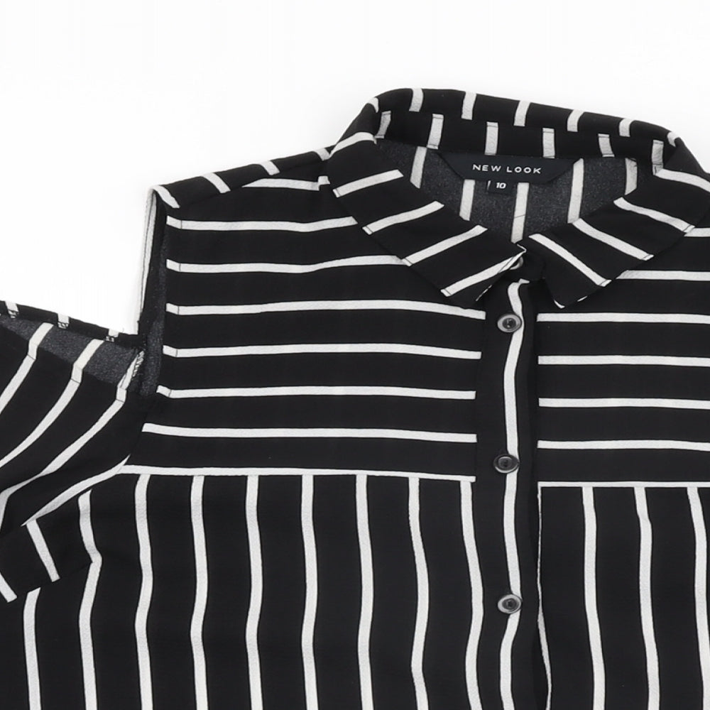 Womens UK Size 10 New Look Black Basic Button-Up