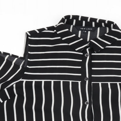 Womens UK Size 10 New Look Black Basic Button-Up