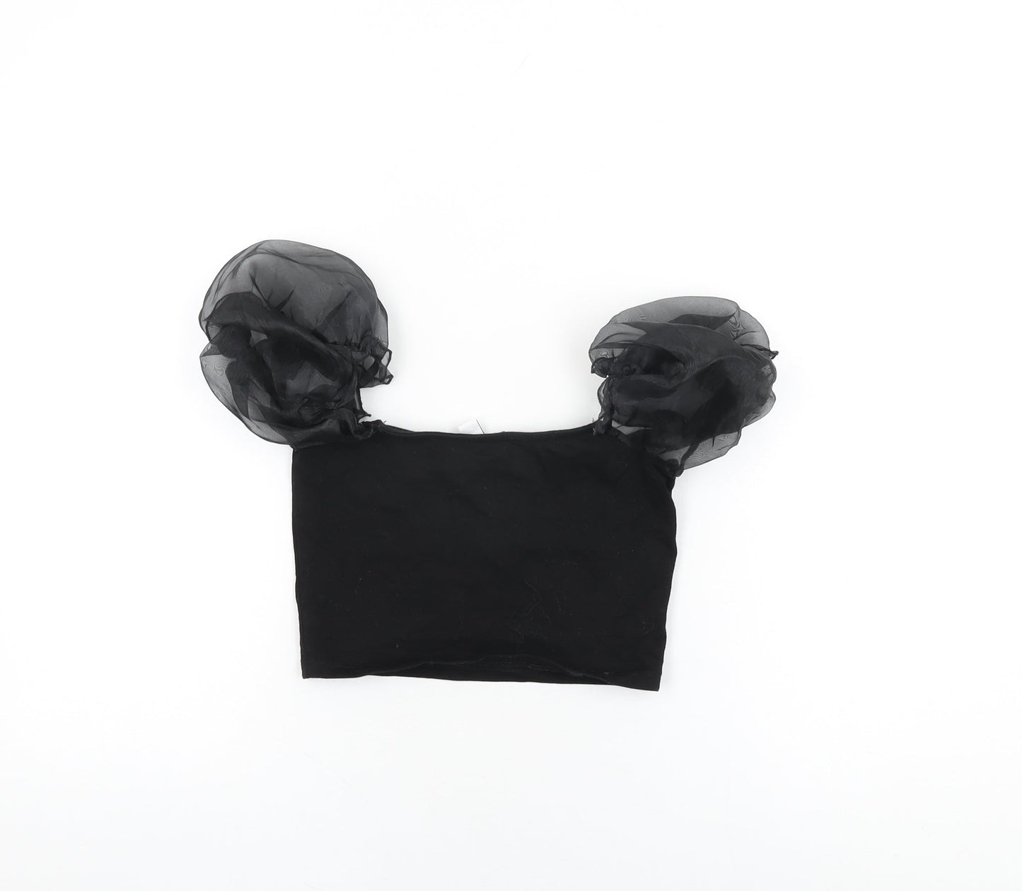 Womens UK Size 6 Topshop Black Cropped T-Shirt