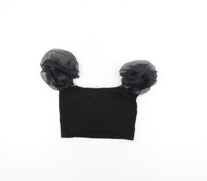 Womens UK Size 6 Topshop Black Cropped T-Shirt