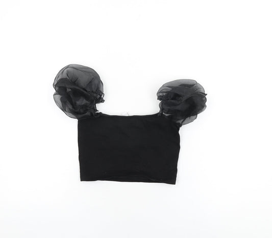 Womens UK Size 6 Topshop Black Cropped T-Shirt