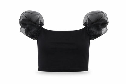 Womens UK Size 6 Topshop Black Cropped T-Shirt