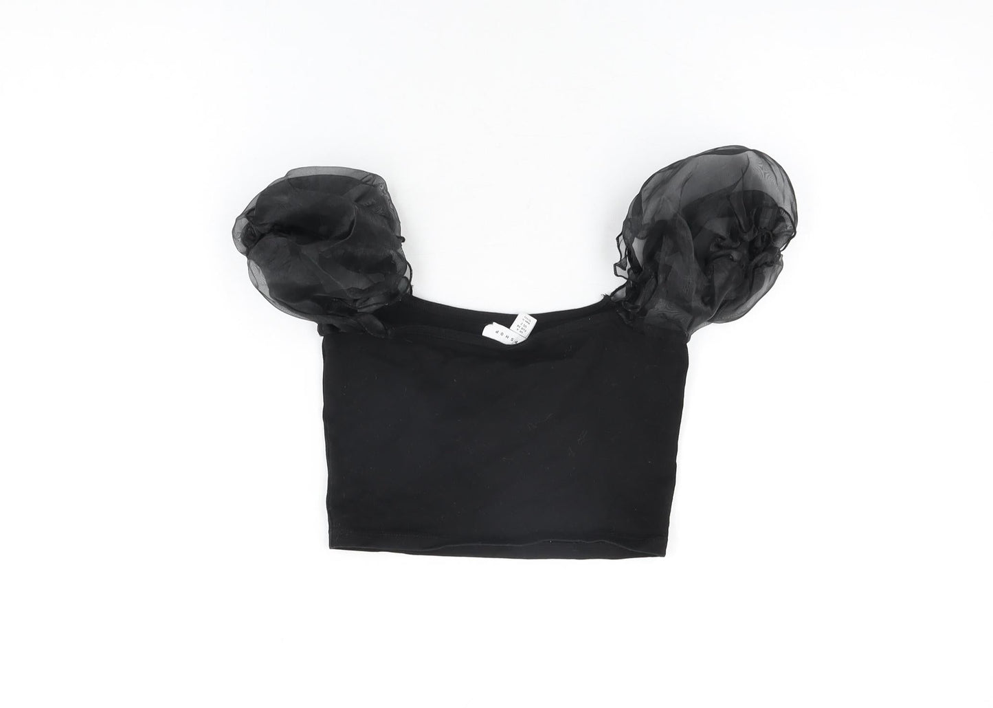 Womens UK Size 6 Topshop Black Cropped T-Shirt