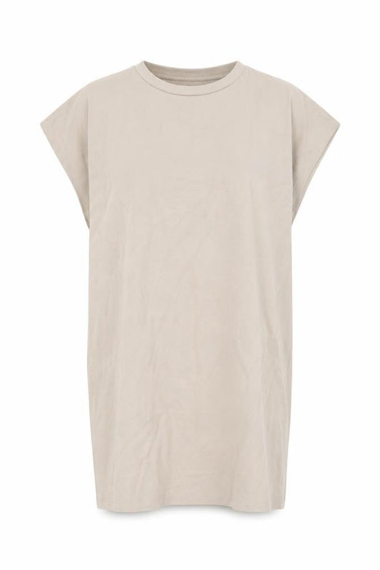 Front view of ASOS women’s beige polyester shift, size UK 12, round neck pullover