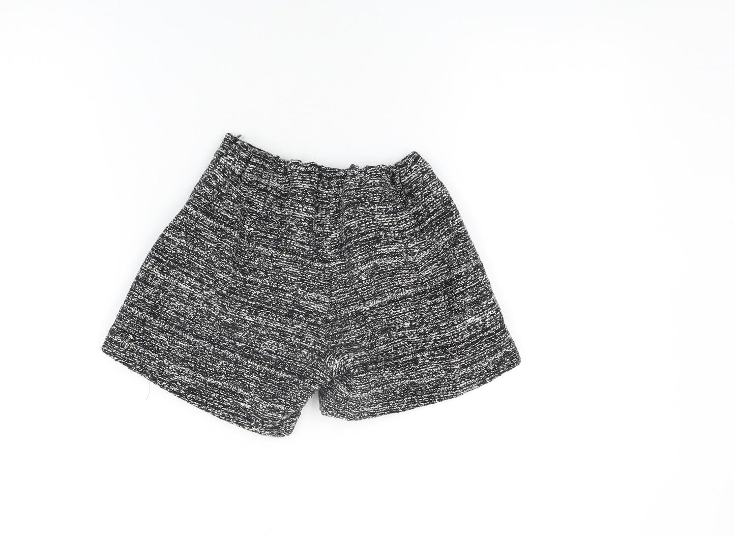 Nanos Girls Black Geometric Acrylic Bermuda Shorts Size 10 Years Regular Zip