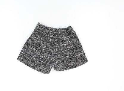 Nanos Girls Black Geometric Acrylic Bermuda Shorts Size 10 Years Regular Zip